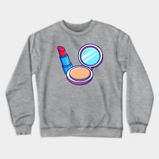 Floating Face Powder And Lipstick Cartoon Crewneck Sweatshirt